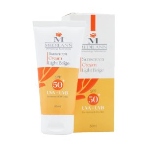 کرم ضد آفتاب رنگی SPF50 مدیلن مناسب پوست های معمولی و خشک