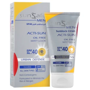 کرم ضد آفتاب فاقد چربی spf40 آقایان سان سیف مناسب برای انواع پوست 50 گرم
