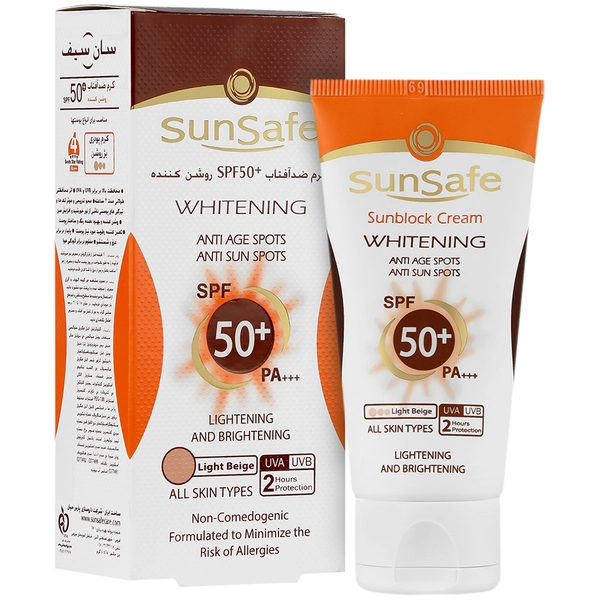 کرم ضد آفتاب SPF50 روشن کننده سان سیف 50 گرم
